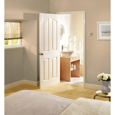 Further photograph of Mayfair White Primed 4 Panel Moulded Internal Door 2032mm x 813mm x 35mm