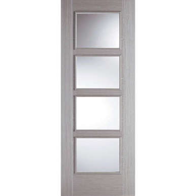 Vancouver Light Grey Prefinished 4 Light Clear Glass Glazed Internal Door 1981mm x 838mm x 35mm product image