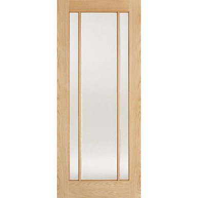 Further photograph of Lincoln Oak Unfinished 3 Light Frosted Glass Glazed Internal Door 1981mm x 838mm x 35mm