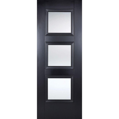 Amsterdam Black Primed 3 Light Clear Glass Glazed Internal Door 1981mm x 686mm x 35mm product image