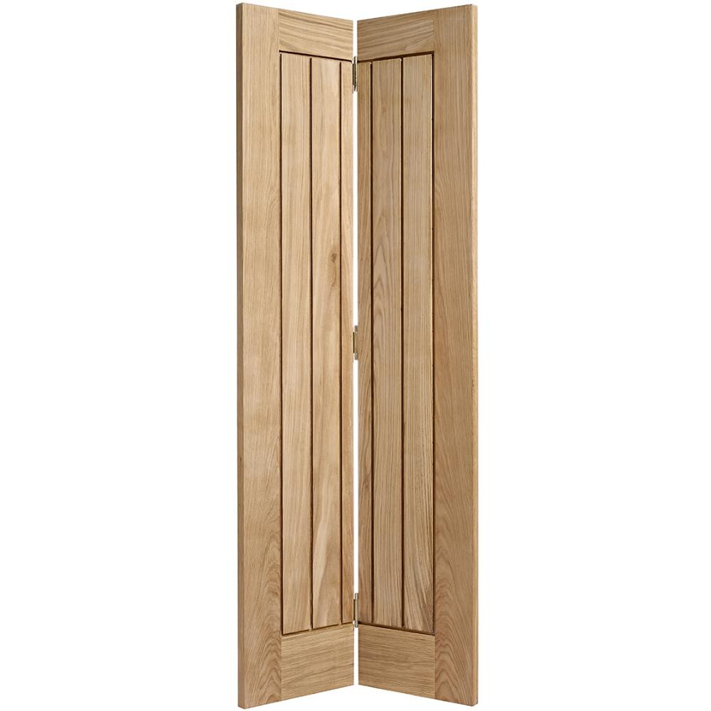 Photograph of Mexicano Oak Prefinished Vertical 5 Panel Internal Bifold Door 1932mm x 686mm x 35mm