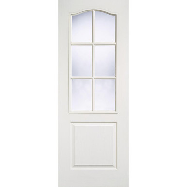 Classical White Primed 1 Panel and 6 Light Clear Glass Glazed Internal Door 1981mm x 838mm x 35mm