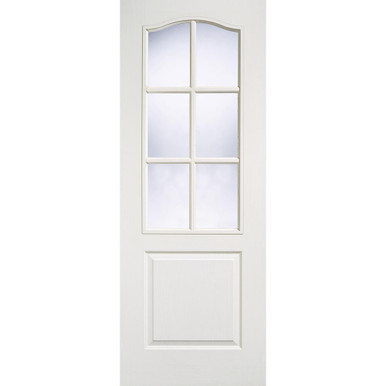 Classical White Primed 1 Panel and 6 Light Clear Glass Glazed Internal Door 1981mm x 686mm x 35mm