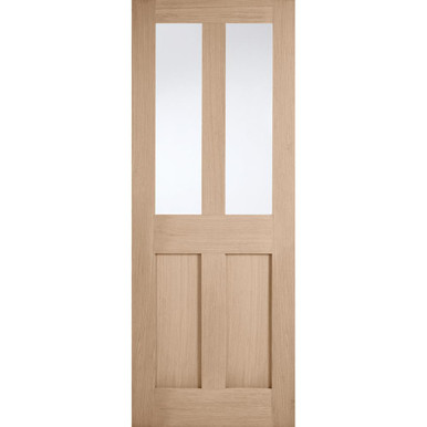 London Oak Prefinished 2 Panel and 2 Light Clear Glass Glazed Internal Door 1981mm x 686mm x 35mm product image