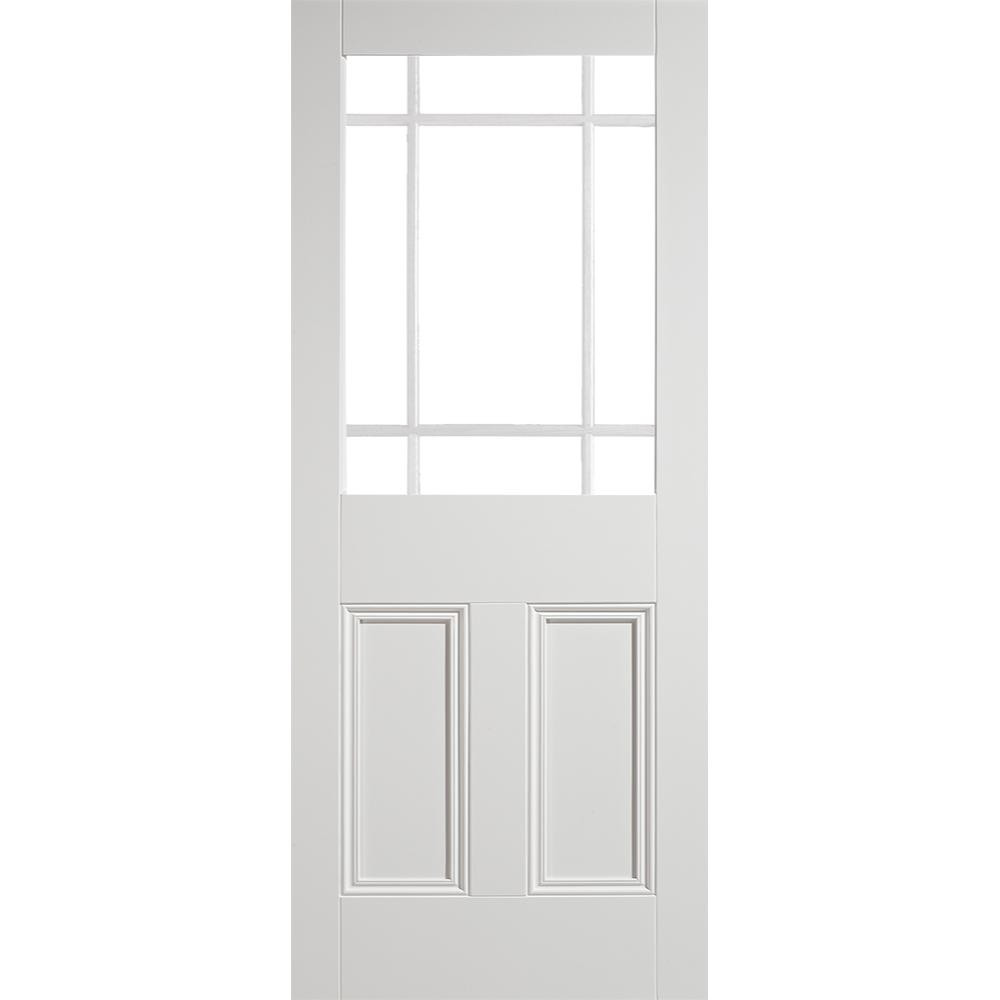 Photograph of Malton White Primed 2 Panel and 2 Light Unglazed Internal Door 1981mm x 686mm x 35mm