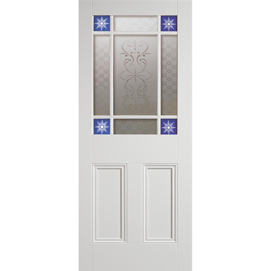 Further photograph of Malton White Primed 2 Panel and 2 Light Unglazed Internal Door 1981mm x 686mm x 35mm
