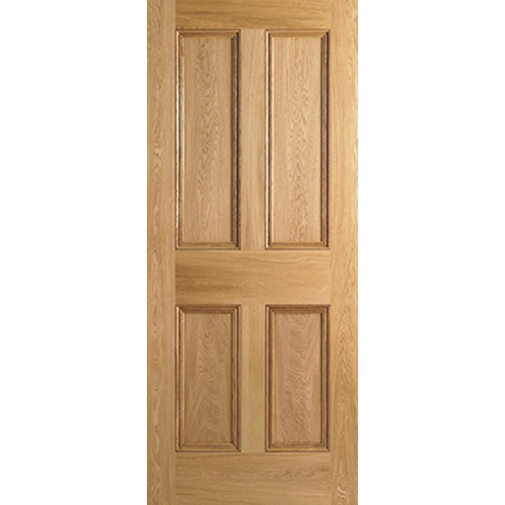 Photograph of Oak Unfinished 4 Panel Internal FD30 Fire Door 1981mm x 762mm x 44mm