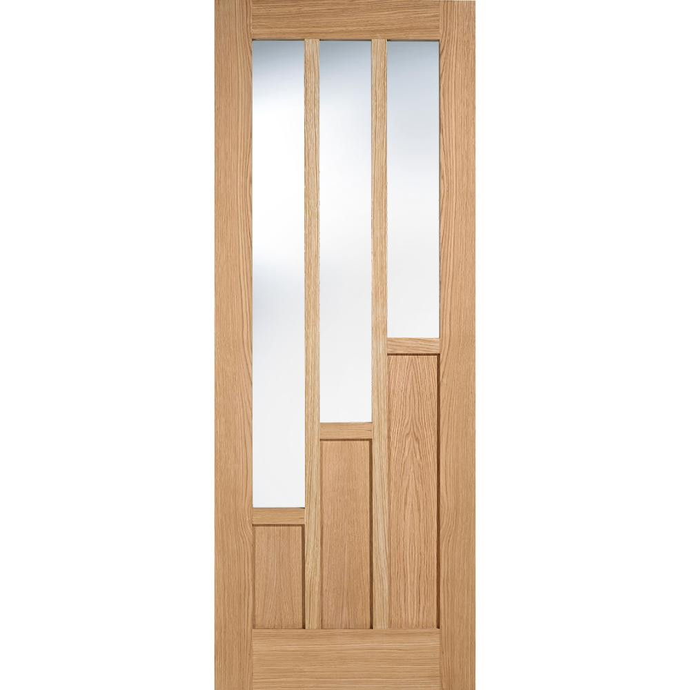 Photograph of Coventry Oak Unfinished 3 Panel and 3 Light Clear Glass Glazed Internal Door 2040mm x 726mm x 40mm