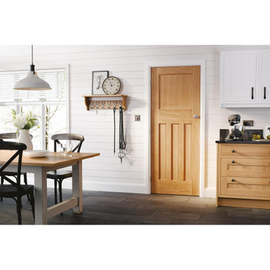 DX 30s Oak Unfinished 4 Panel Internal FD30 Fire Door 1981mm x 838mm x 44mm product image