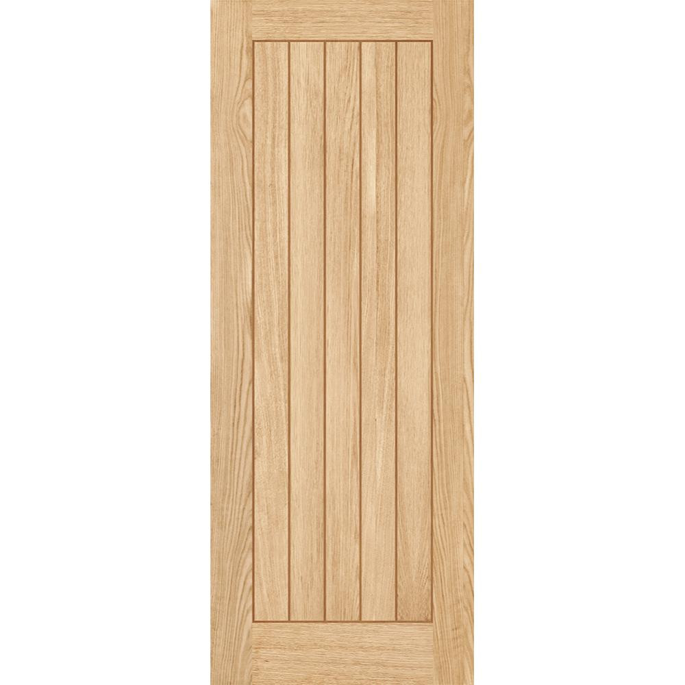 Photograph of Belize Oak Prefinished Vertical 5 Panel Internal Door 1981mm x 762mm x 35mm