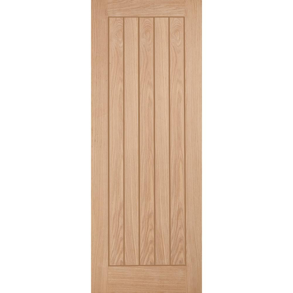 Photograph of Belize Oak Unfinished Vertical 5 Panel Internal Door 2040mm x 926mm x 40mm
