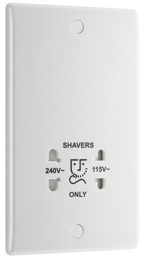 WHITE NEXUS 115/240V DUAL VOLTAGE SHAVER SOCKET