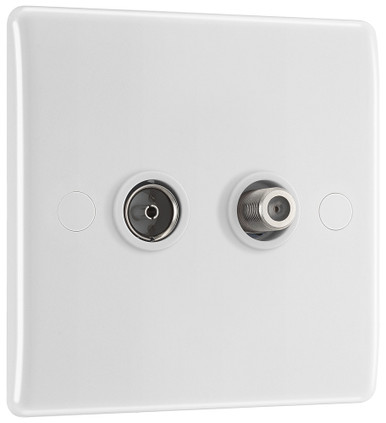 White Nexus 2 Gang Satellite & Coax Socket product image