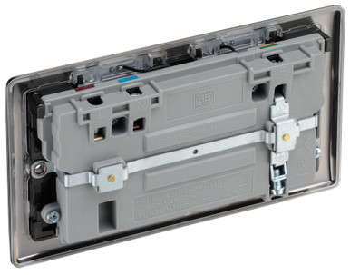 Further photograph of BLACK NICKEL 13A 2GANG SWITCHED SOCKET+WIFI+USB (2.1A)