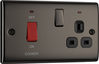 Further photograph of BLACK NICKEL 45A COOKER SWITCH + NEON