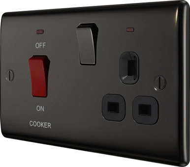 Further photograph of BLACK NICKEL 45A COOKER SWITCH + NEON