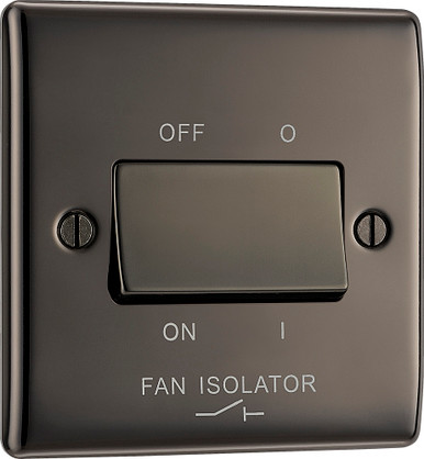 BLACK NICKEL 3POLE FAN ISOLATOR,  10AX PLATE SWITCH product image