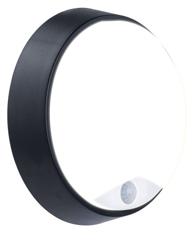 ECO ROUND BULKHEAD PIR IP54 C/W BLACK & WHITE TRIM