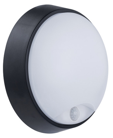 Further photograph of ECO ROUND BULKHEAD PIR IP54 C/W BLACK & WHITE TRIM