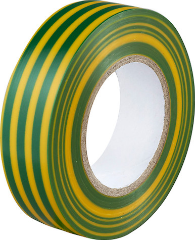 Further photograph of YELLOW/GREEN ELECTRICAL TAPE 20MTR REEL