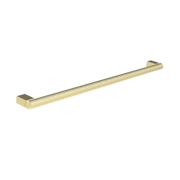 Photograph of MADRID 346MM KNURLED HANDLE S/STEEL B/BRASS 320MM CENTRES