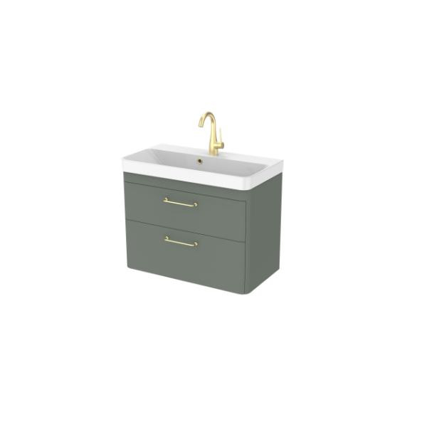 Photograph of HYDE 70CM 2 DRAWER WALL MOUNTED UNIT - MATTE SAGE HY070W2.MS.2