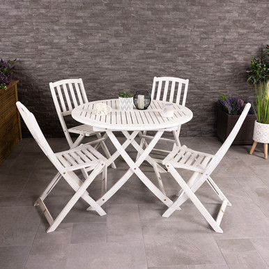 Charles Bentley  Acacia White Washed Wooden Dining Set - 4 Seater product image