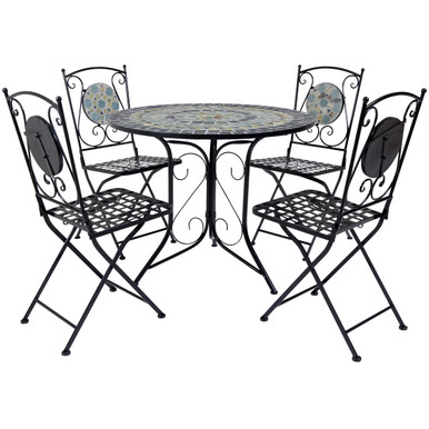 Charles Bentley Garden Blue Mosaic 5 Piece Dining Set product image