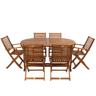 Charles Bentley  Acacia Hardwood Furniture Set with Extendable Table & 6 Chairs product image