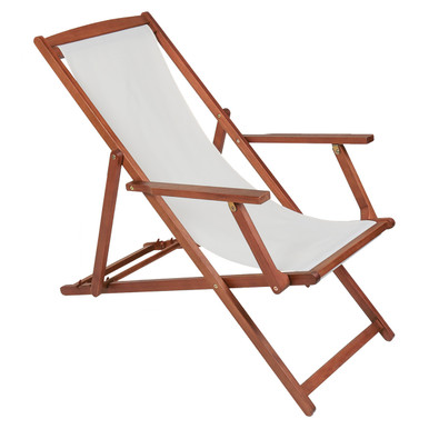 Charles Bentley  Eucalyptus Wooden Deck Chair Cream product image