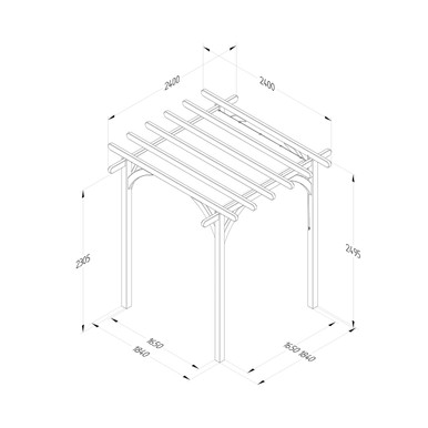 Further photograph of Ultima Pergola - 2.4 x 2.4m with Canopy