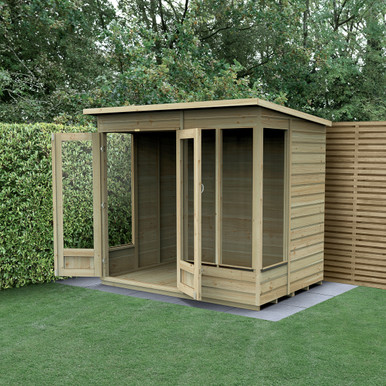 Beckwood Pent Summerhouse 7x5 - Double Door - 4 Windows (Installed) product image