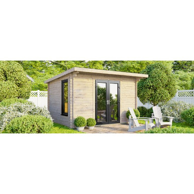 12x8 Power Pent Log Cabin, Doors Central - 44mm product image