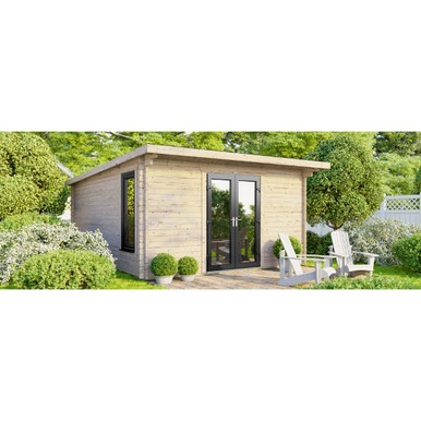 14x14 Power Pent Log Cabin, Doors Central - 44mm product image