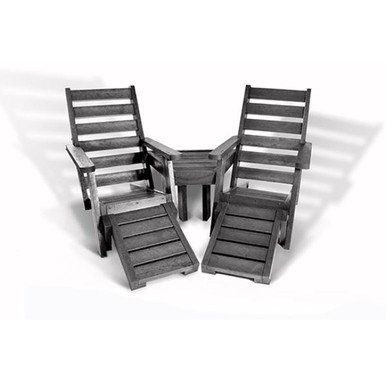 Plaswood Recycled Plastic Lounger Set, Black/Grey, 500 x 690 x 450mm product image