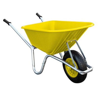 HEAVY DUTY YELLOW CONTRACTOR WHEELBARROW 120L PNEUMATIC WHEEL product image