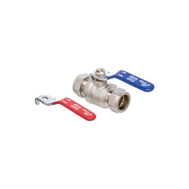 Altecnic Chrome Plated Brass Lever Valve with Red & Blue Handles, 22mm, 161mm x 85mm x 43mm product image