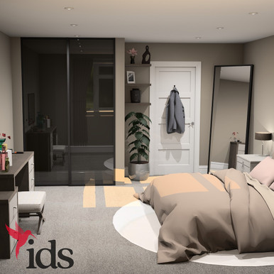 Interior Door Systems: Timeless 2-Door Sliding Wardrobe Door Kit, Black Frame with Black Glass Panels, 2260mm x 1489mm product image