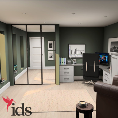 Interior Door Systems: Timeless 3-Door Sliding Wardrobe Door Kit, Destressed Bronze Frame with Silver Mirror Panels Panels, 2260mm x 2136mm product image