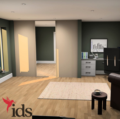 Interior Door Systems: Timeless 3-Door Sliding Wardrobe Door Kit, Cashmere Frame with Cashmere, Silver Mirror, Cashmere Panels, 2260mm x 2216mm product image