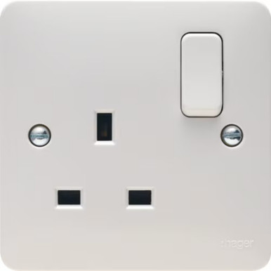 Hager Wmss81, 1 Gang, Dp Switched Socket product image