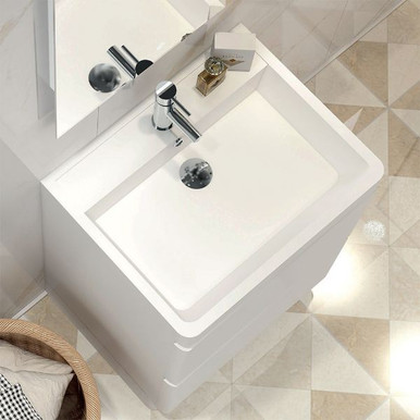 Distinct Dione Square Basin, 60cm, 1 Tap Hole, White, Gloss White, 500 mm x 865mm mm x 390 mm product image