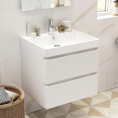 Distinct Dione Square 60cm Double Drawer Unit, Gloss White (Unit Only) product image