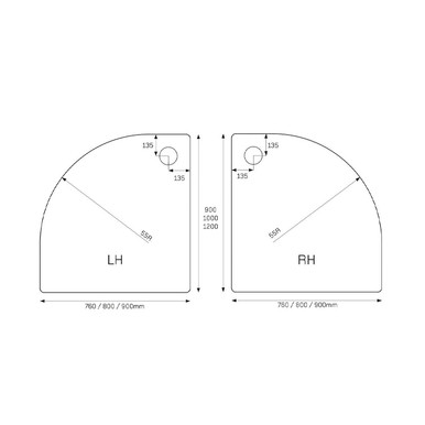 Distinct Low Profile Offset Quadrant Anti-Slip Shower Tray, Left Hand 1700 x 800 product image