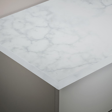 Distinct Chiltern 1200 Solid Surface Worktop, 2 Tap Hole, Curved, With Top, Carrara product image