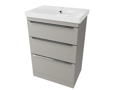 Distinct Cranborne Freestanding Basin Unit, 3 Drawers, 600mm, Stone Grey (Unit Only) product image