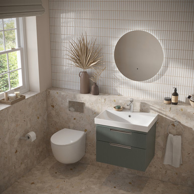 Distinct Dedham 600mm Fluted 2-Drawer Basin Unit, Willow (Unit Only) product image