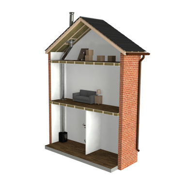 DTW Double storey straight up internal flue system with offset 5" SS product image