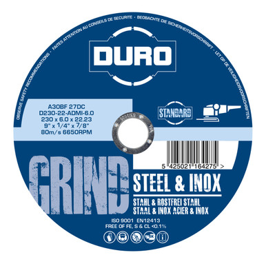 Duro 230mm Abrasive Grinding Disk For Steel and Inox product image