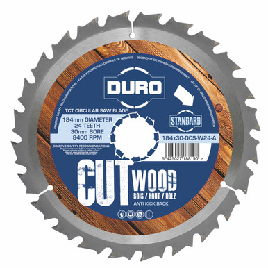 Duro Tct Saw Blade For Wood, 184mm, 40 Tooth, Anti Kick Back product image